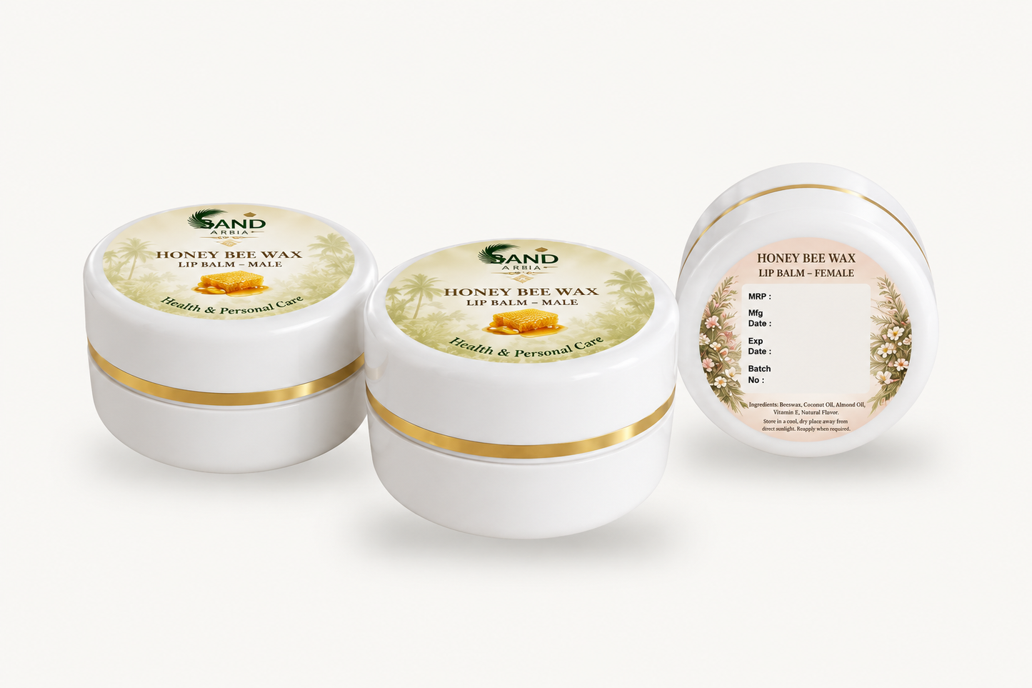 Honey Bee Wax Moisturising Balm (50g) + Lip Balm Male + Lip Balm Female  (COMBO)