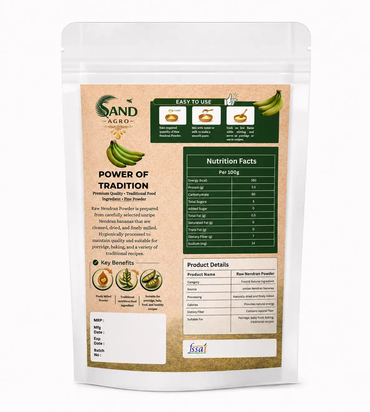 Raw Nendran Powder (Raw Banana/Plantain Powder)